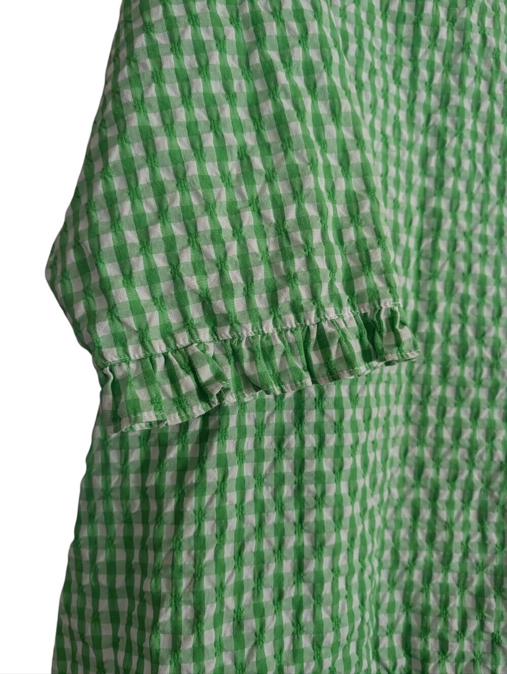 d&co. Denim + Company Green Gingham Seersucker Button Front Blouse 3X - Picture 4 of 9